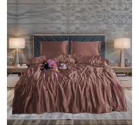 ZIMEL HOMES 2 piece-Satin Duvet Cover Set Soft bedding shiny silky bedding sets - duvet cover, 1 pillowcase (Blush-Pink, Single)