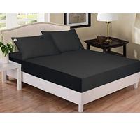 ZIMEL HOMES- 30cm Deep Jersey Fitted sheet-100% Pure Cotton Super Soft Luxury Premium Quality bedding with strong durable elastic hem (Black, King: 160 X 200 cm)