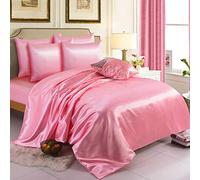 ZIMEL HOMES 6 piece-Satin sheets Soft bedding shiny silky bedding sets - duvet cover, Fitted sheet set, 4 pillowcases, complete bed sheet set-Double, King, Super king duvet set
