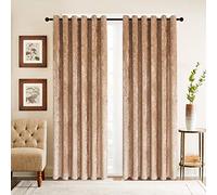 ZIMEL HOMES Crushed Velvet Readymade Curtains Fully Lined With Eyelet Header Ring Top Luxury Champagne Gold (66" x 90")