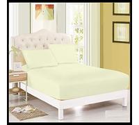 ZIMEL HOMES Extra Deep 16"(40cm) Non Iron Percale Polycotton Fitted Sheet Single Double King Super King (Cream, Single)