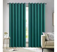 ZIMEL HOMES Insulated Heavy Thick Thermal Blackout Curtains Eyelet Ring Top Pair (Forest-Green, 46" Width x 54" Drop)