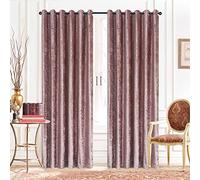 ZIMEL HOMES Luxury Crushed velvet curtains (Pair)with lined eyelet ring curtains for bedroom, home decor,living room accessories-Available in Black, Blush pink, charcoal grey, Purple silver.(8 sizes)