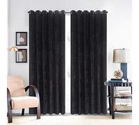 ZIMEL HOMES Luxury Crushed velvet curtains (Pair)with lined eyelet ring curtains for bedroom, home decor,living room accessories-Available in Black, Blush pink, charcoal grey, Purple silver.(8 sizes)