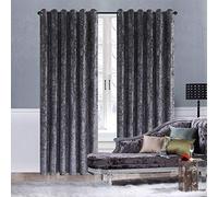 ZIMEL HOMES Luxury Crushed velvet curtains (Pair)with lined eyelet ring curtains for bedroom, home decor,living room accessories-Available in Black, Blush pink, charcoal grey, Purple silver.(8 sizes)