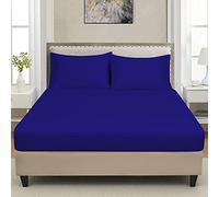ZIMEL HOMES Non Iron Soft Poly-Cotton Plain Dyed Fitted Sheet Single, Double, King, Super King 15 Modern Colors (Royal-Blue, Single)