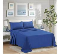 ZIMEL HOMES Non Iron Soft Poly-Cotton Plain Dyed Flat Bed Sheet Single, Double, King Available in 20 Modern Colors (Royal-Blue, King)