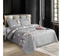 ZIMEL HOMES Quilted Bedspread Throw Double & King 220x240 CM + 2 Pillow Shams for Bedroom Decor Reversible Coverlet Lightweight Elegant Patchwork (220 cm x 240 cm, Design 23)