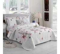 ZIMEL HOMES Quilted Bedspread Throw Double & King 220x240 CM + 2 Pillow Shams for Bedroom Decor Reversible Coverlet Lightweight Elegant Patchwork (220 cm x 240 cm, Design 5)