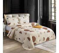 ZIMEL HOMES Quilted Bedspread Throw Double & King 220x240 CM + 2 Pillow Shams for Bedroom Decor Reversible Coverlet Lightweight Elegant Patchwork (220 cm x 240 cm, Design 8)