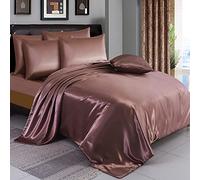 ZIMEL HOMES Six Pieces Satin Bedding Sets Duvet Cover, Fitted Sheet, 4 Pillowcases | Complete Silky Bedding Set