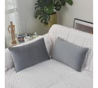 ZIMEL HOMES Velvet Cushion Covers Pack of 2 Decorative Covers Square & Rectangle Throw Pillow Cases 43 x 43 cm and 30 x 51 cm (30 x 51 cm (Rectangle), Grey)