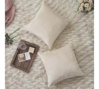 ZIMEL HOMES Velvet Cushion Covers Pack of 2 Decorative Covers Square & Rectangle Throw Pillow Cases Invisible Zipper 43 x 43 cm and 30 x 51 cm (43 x 43 cm (Square), White)