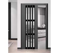 ZIMGOD Concertina Door PVC Internal Folding Door, Doorway Sliding Door for Bedroom Hallway, Room Divider Foldable Gate Partition, Pantry Closet Entry Accordion Doors Screen(Black,35x80in (89x203cm))