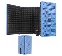 ZIMGOD Foldable Microphone Isolation Shield Booth, Portable Desktop Soundproof Cover Vocal Booth, Studio Recording Equipment, Plastic Sound Isolation Room(Color:Blue)