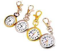 ZIMI 4 PCS Round Analog Women's Men's Keychain Key Ring Watch Simple Easy to Read time Quartz Boys Girls Gift