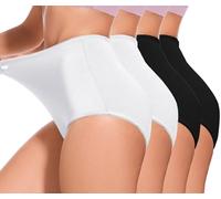 Zimi Collection 4Pack Plus size Women's Briefs Coverage Underwear Ladies Panties for Women Women's High-Waist Light Tummy Control Girdle Panties 2Black+2White 3XL