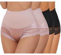 Zimi High Waist Lace Underwear for Women - Seamless Sexy Panties, Stretch Full Coverage Briefs with Tummy Control & No VPL Design