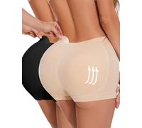 Zimi Women's Butt Lift Tummy Control Yoga Shorts - Adjustable Removable Hip Pads, Seamless Shapewear with No Roll Waistband & Breathable Nylon-Spandex Blend Black+Skin L