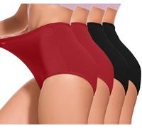 Zimi Women's High Waisted Underwear 4-Pack - Tummy Control Postpartum Briefs with Double-Layer Compression, Breathable Seamless Design & Stretch Lace Waistband 2XL