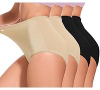 Zimi Women's High Waisted Underwear 4-Pack - Tummy Control Postpartum Briefs with Double-Layer Compression, Breathable Seamless Design & Stretch Lace Waistband 3XL