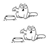 ZIMISI 2PCS Simon Cat Car Fuel Cap Sticker Decal, Vinyl Weatherproof Auto Bumper Sticker, Funny Hungry Cat with Empty Bowl Decal, Vehicle Decoration Accessories for Car, SUV, Window, Laptop (Right)