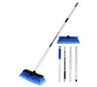 ZimiTeda PBT Car Wash Brush with Long Handle 10'' Larger Soft Bristle Brush Head Rubber Bumper for Vehicle Wheel RV SUV Boat Truck Solar Panel Deck Washing, 60'' 151cm