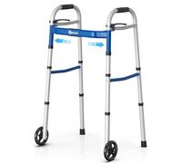 Zimmer Frame Narrow Folding Walking Frame for Seniors,Aluminum Lightweight Zimmer Walkers, Adjustable Width and Height Walking Aids for Elderly and Disabled (Blue)
