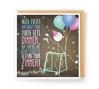Zimmerframe - Funny Happy Birthday Greeting Card, Fun Cheeky Sarcastic 30th 40th 50th 60th Getting old Poem Birthday