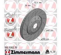 2x Brake disc Vented 100.3382.70 ZIMMERMANN for AUDI A6 C7 Avant A7 Sportback