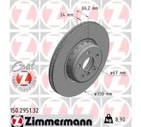ZIMMERMANN 150.2951.32 Brake Disc Front 66mm Height Fits BMW 5 Series X3 X4 Z4