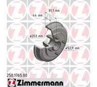 2x Brake drum 250.1765.00 ZIMMERMANN for FORD FOCUS I FOCUS I Saloon