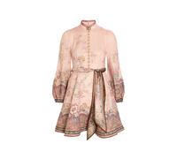 Zimmermann Alchemy Floral-print Belted Linen Mini Dress - Pink - 0 (UK 8 / S)
