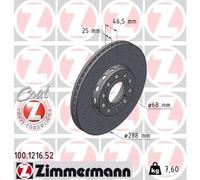 ZIMMERMANN SPORT COAT Z Brake disc 100.1216.52 288 25 10/5 5 112 Externally Vented, Perforated Coated High-carbon AUDI: A4 B5 Saloon, A4 B5 Avant