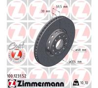 2x Brake disc Externally Vented 100.1231.52 ZIMMERMANN for AUDI 100 C4 Saloon