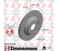 2x Brake disc Externally Vented 100.3321.52 ZIMMERMANN for AUDI A6 C6