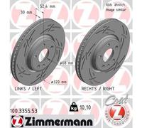X2 PCS L&R SIDES FITS AUDI A4 ALLROAD B8 2.0 BRAKE DISC 100.3355.53 ZIMMERMANN