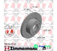 ZIMMERMANN Brake Disc 150.3423.52 Internally Vented for BMW 1 Series E81/E87 - 2 pcs L/R