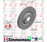2x Brake disc internally vented 285.3537.52 ZIMMERMANN for HYUNDAI i30