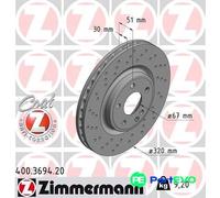 2x Brake disc internally vented 400.3694.20 ZIMMERMANN for MERCEDES-BENZ A-CLASS