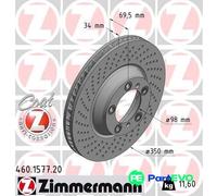 ZIMMERMANN FRONT RIGHT 2 X BRAKE DISC 460157720 FOR PORSCHE