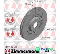 ZIMMERMANN FRONT RIGHT 2 X BRAKE DISC 460453175 FOR PORSCHE