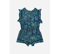 Zimmermann Girls Patience Paisley Frill Playsuit in Blue - Blue - 10 Yrs