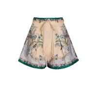 Zimmermann Indra Printed Belted Linen Shorts - Cream - 4 (UK 16 / XL)