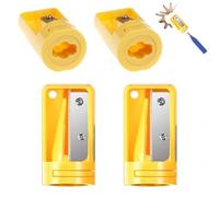 Zimmermann sharpener, pack of 4, handheld single-hole sharpener for flat carpenter pens and also as a pencil sharpener, yellow, suitable for artists and craftsmen