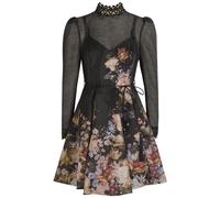 Zimmermann Valiant Floral-print Linen and Silk-blend Mini Dress - Black - 00 (UK 6 / XS)