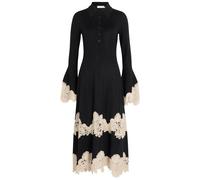 Zimmermann Valiant Lace-trim Wool Midi Shirt Dress - Black - 1 (UK 10 / S)
