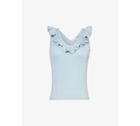 Zimmermann Womens Blue Lurex Waverly Ruffle-trim Knitted Top Xl
