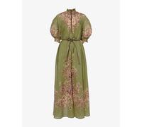Zimmermann Womens Khaki Floral Ottie Floral-print Ramie Maxi Dress S