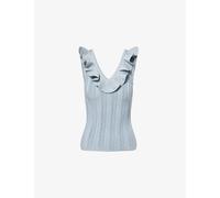Zimmermann Womens Zimmermann Aster Metallic Frilled Rib-Knit Top Metallic Blue M
